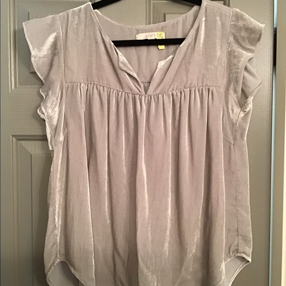 Loft Silver Velvet Top